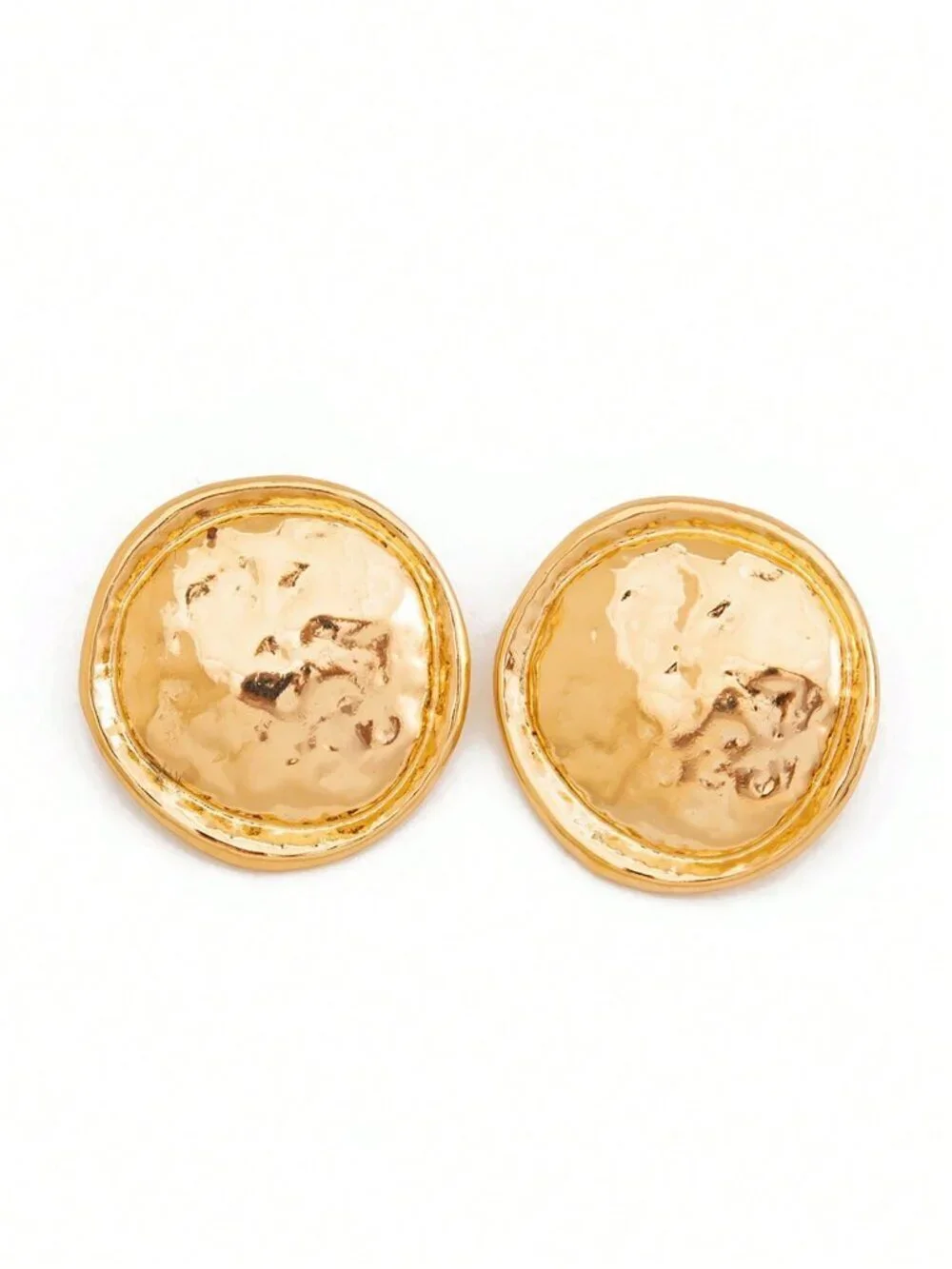 Gold Elegant Women's Asymmetrical Round Earrings